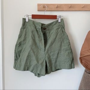 Lovely 100% linen green etsy shorts